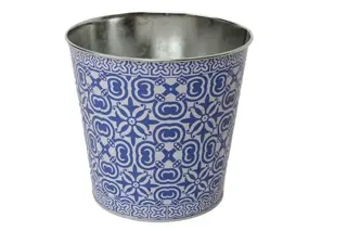 Zinken Pot Madeira Ø17,5 x  H16,5 cm - Blauw Motief - afbeelding 1