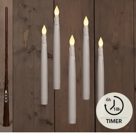 Zwevende Ledkaars met Toverstok H28cm (5 stuks) - afbeelding 4